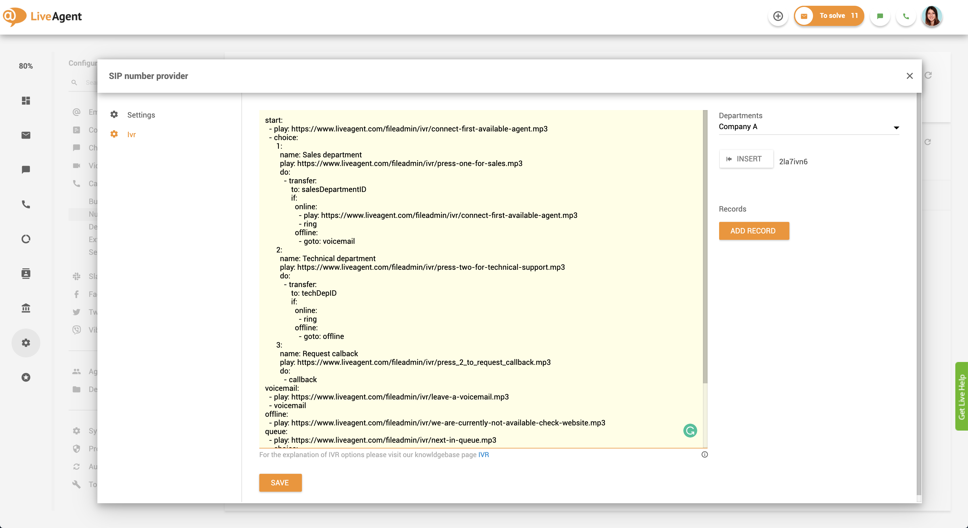 Callback set up - IVR script in LiveAgent