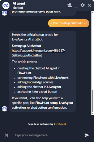 LiveAgent AI agentas pokalbis su žymėjimo palaikymu
