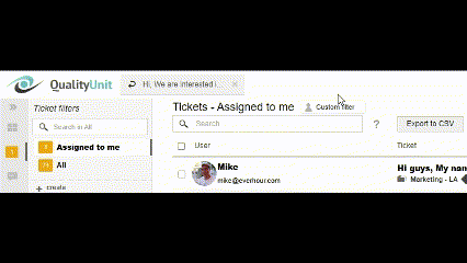 LiveAgent - Bilieto prašytojo informacija bilieto skirtukuose