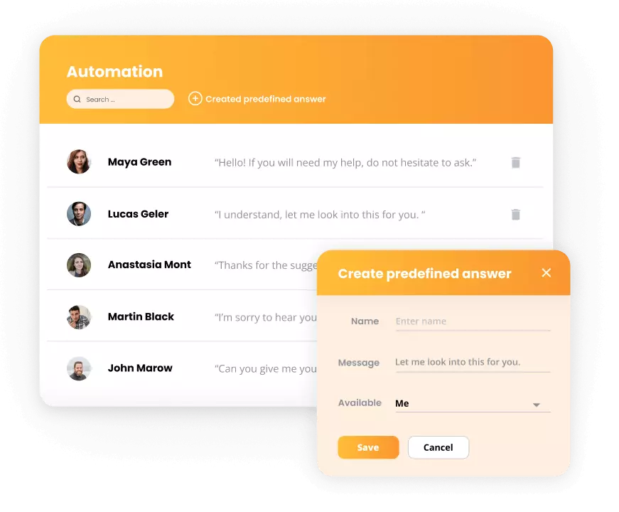 LiveAgent automatizacijos – iš anksto paruošti atsakymai