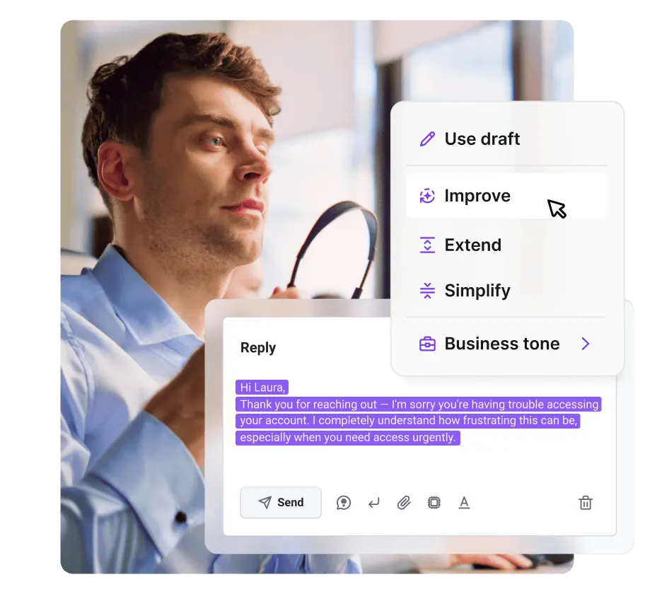AI Answer Improver live chat agentams