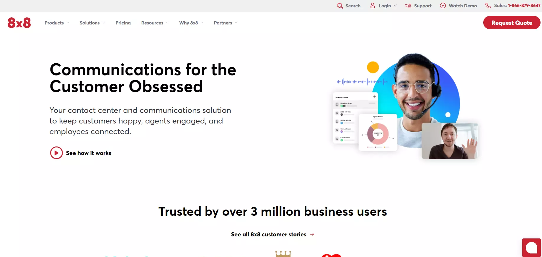 8x8 Contact Center programinės įrangos pradžios puslapis