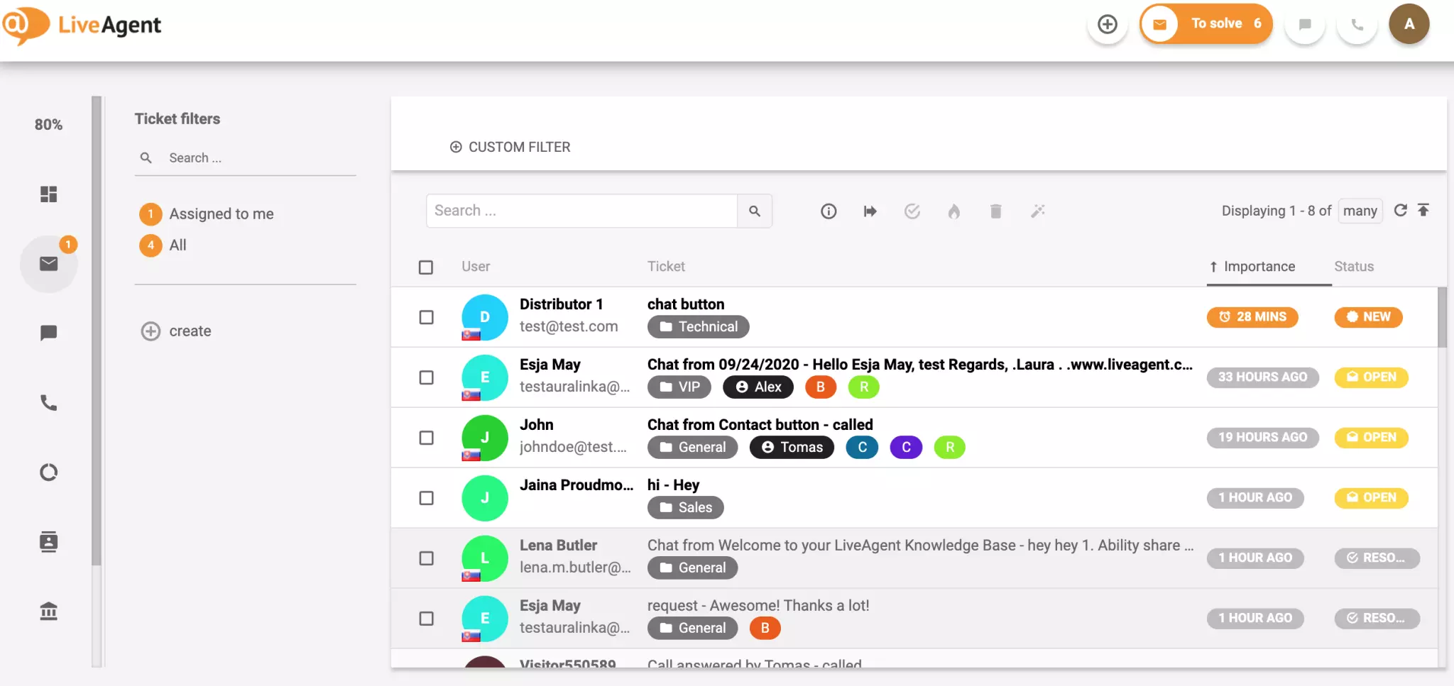 Bilietų sistema LiveAgent
