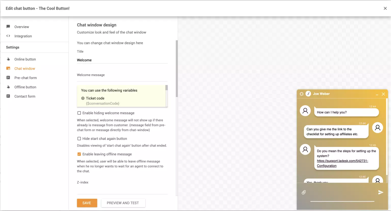 Pritaikykite pokalbio langą