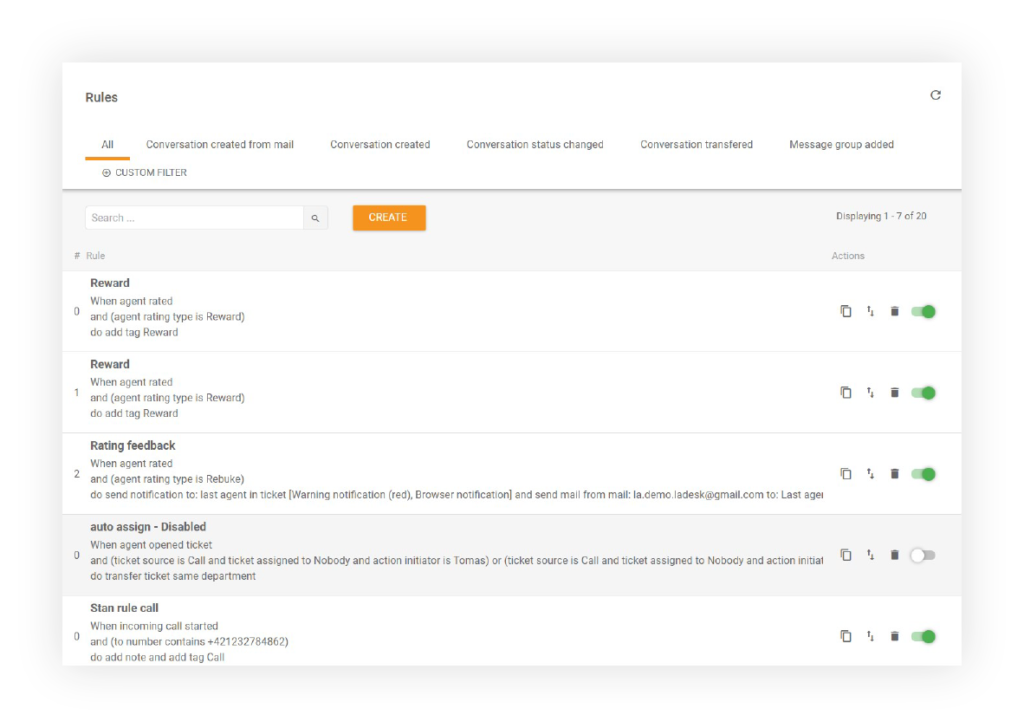 LiveAgent automatizavimo taisyklės