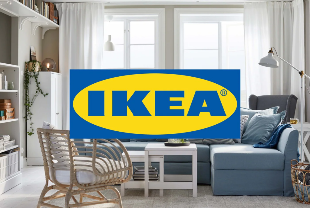 Ikea logotipo vaizdas, rodantis jų baldus