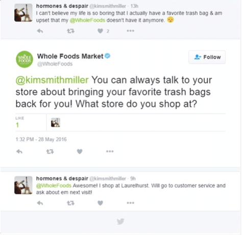 Whole Foods Twitter atsakymas
