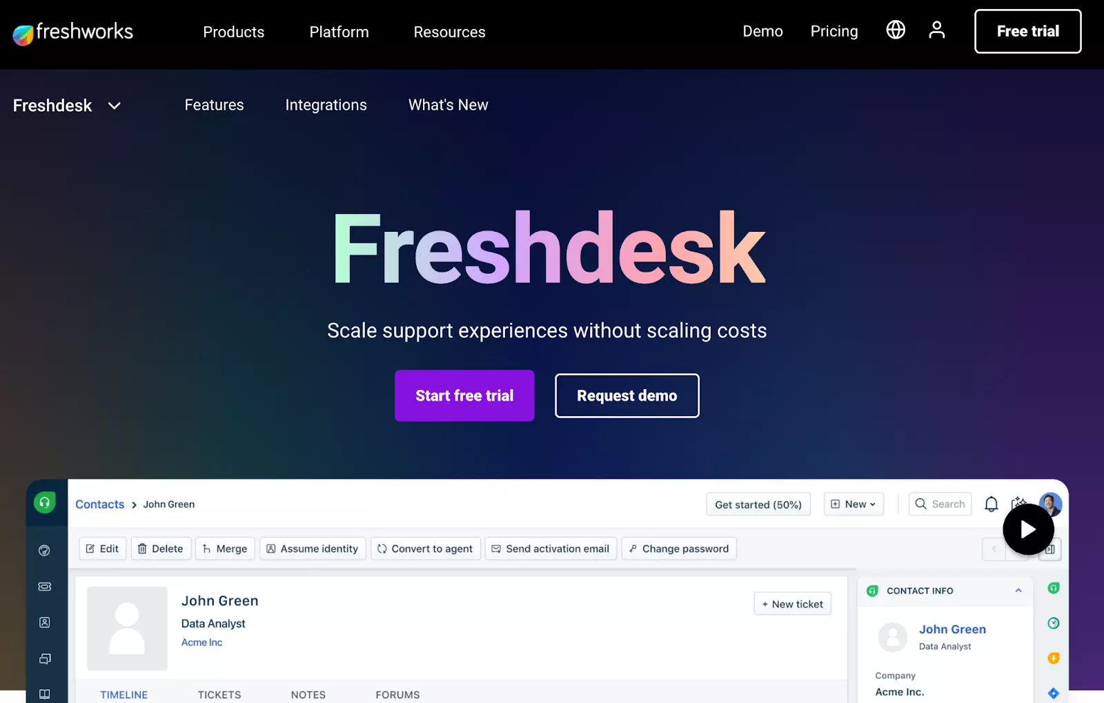 Freshdesk homepage - support ecommerce live chat software