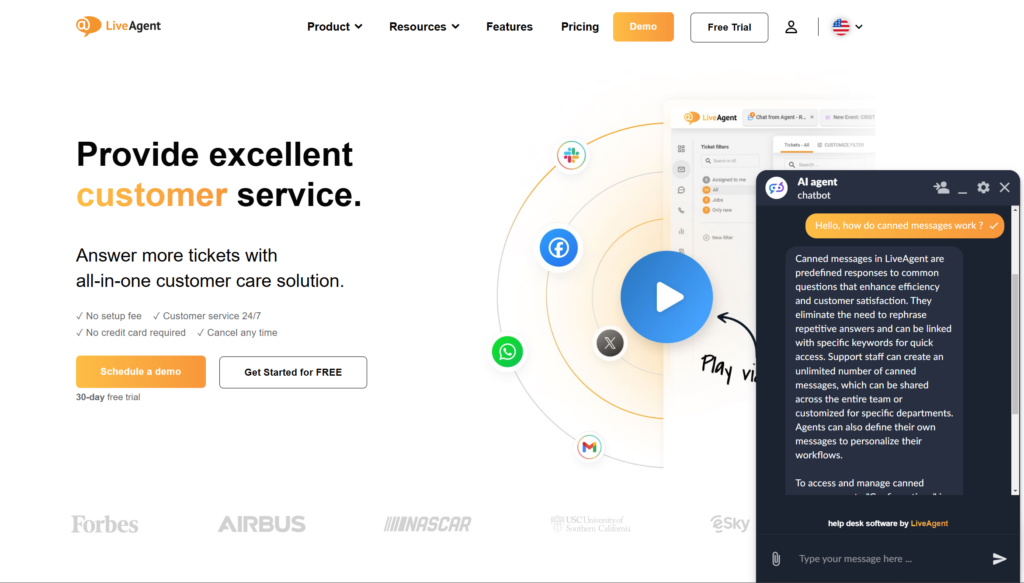 LiveAgent chatboto pokalbio peržiūra