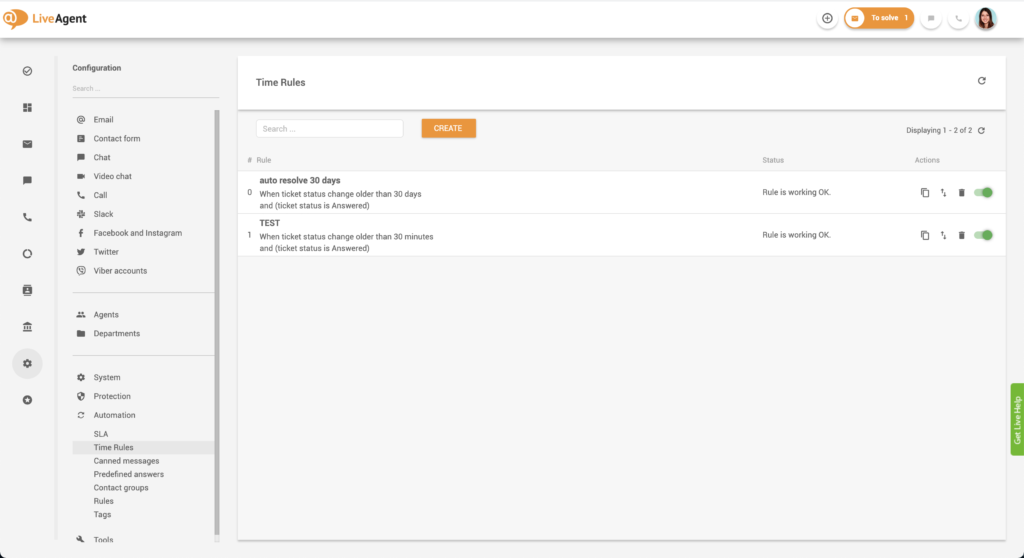 Automatizavimo taisyklės, prieinamos LiveAgent, skirtos supaprastinti jūsų el. pašto pokalbius