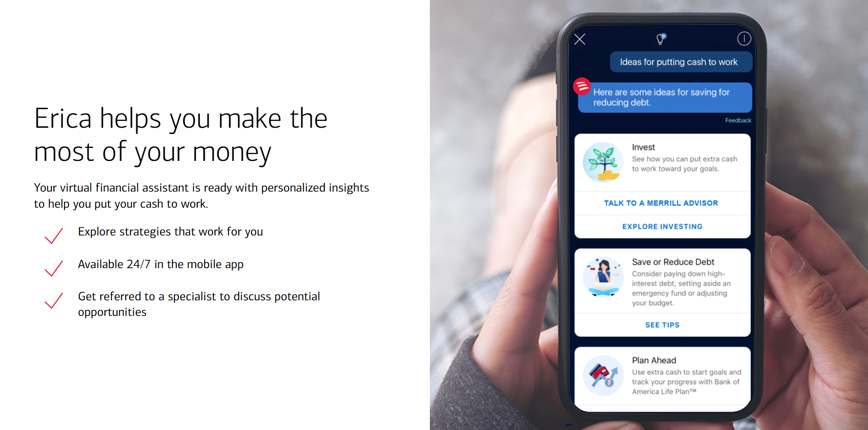 Erica-virtualus Bank of America asistentai.