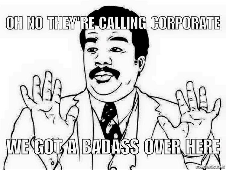 Klientų aptarnavimo meme apie pykstantį klientą