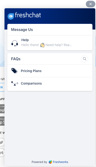 FreshChat tiesioginės pokalbio langas