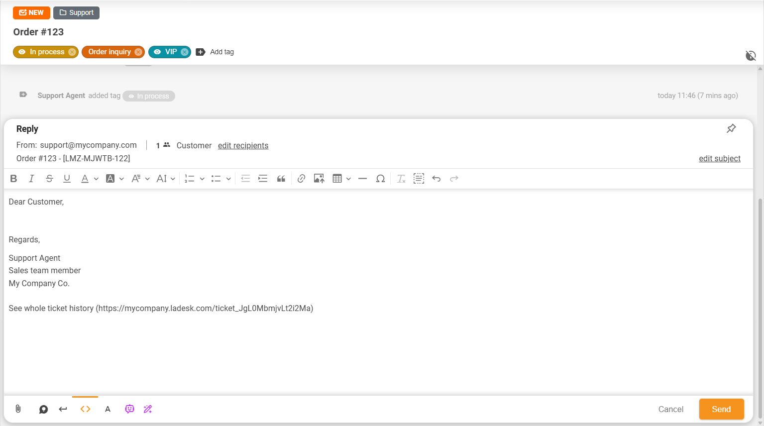 LiveAgent fiksuojimo ir atfiksuojimo funkcija