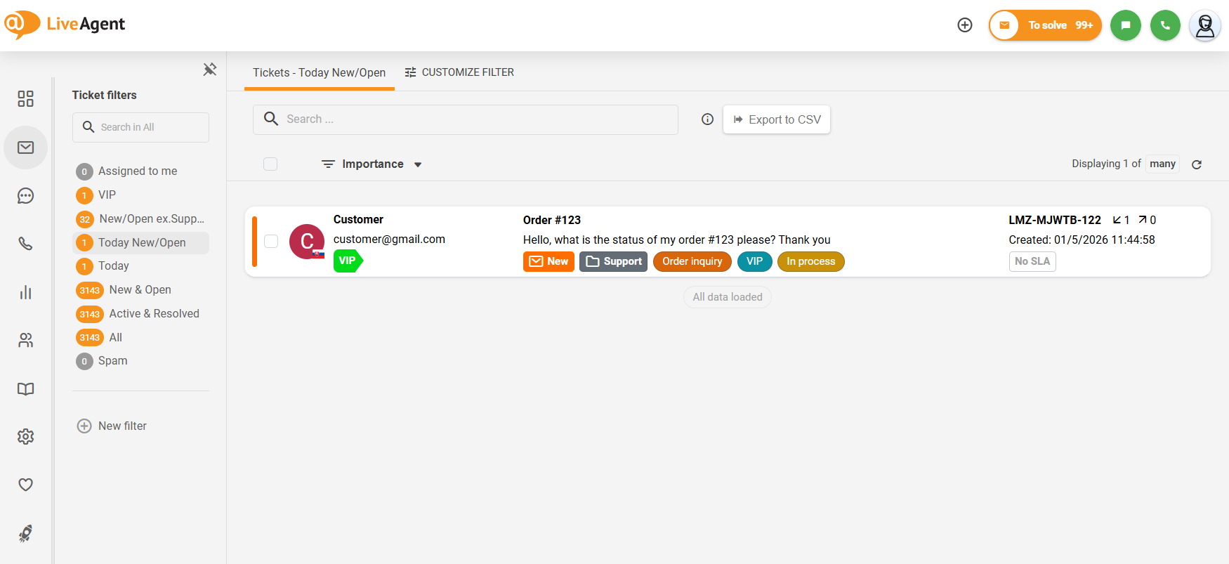 Sulankstomos submeniu LiveAgent apžvalga