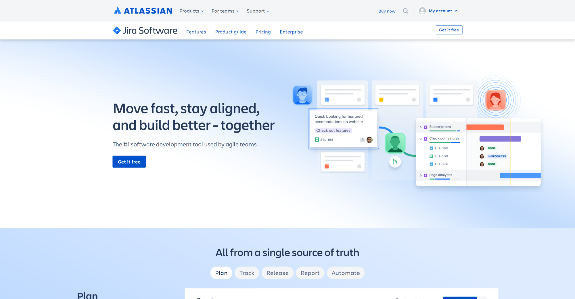 Jira pagrindinis puslapis - Spiceworks alternatyva, siūlanti išsamų programinės įrangos sprendimą