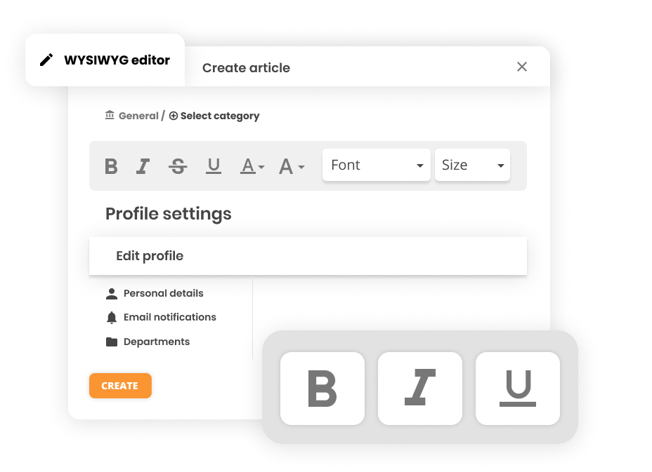 WYSIWYG redaktorius žinių bazės programinėje įrangoje - LiveAgent