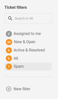 Peržiūrėti numatytuosius bilieto filtrus LiveAgent