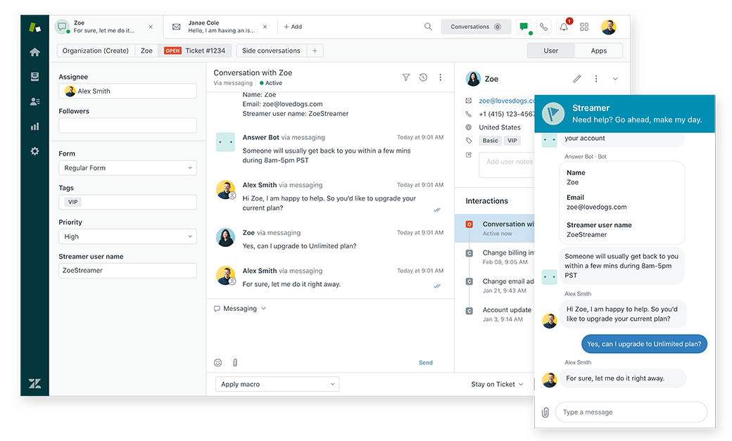 Zendesk klientų palaikymas ir pokalbiai