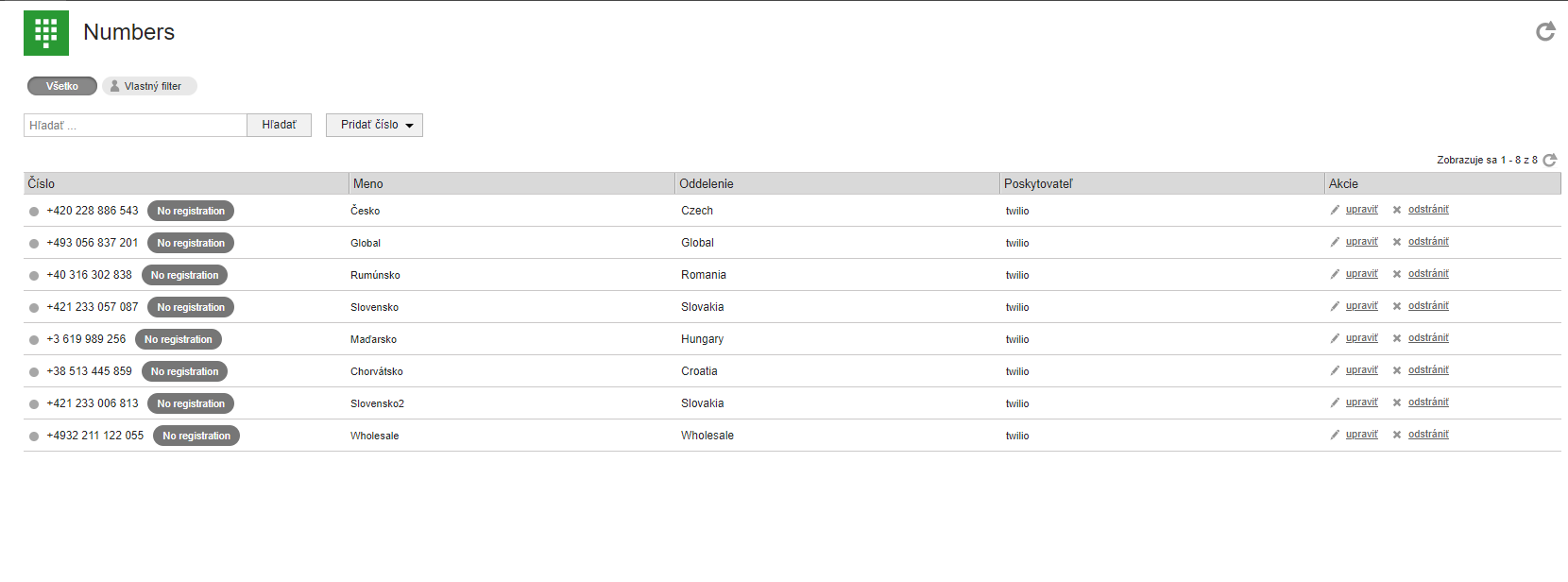 Aktyvūs numeriai LiveAgent rodomi kaip deaktyviuoti