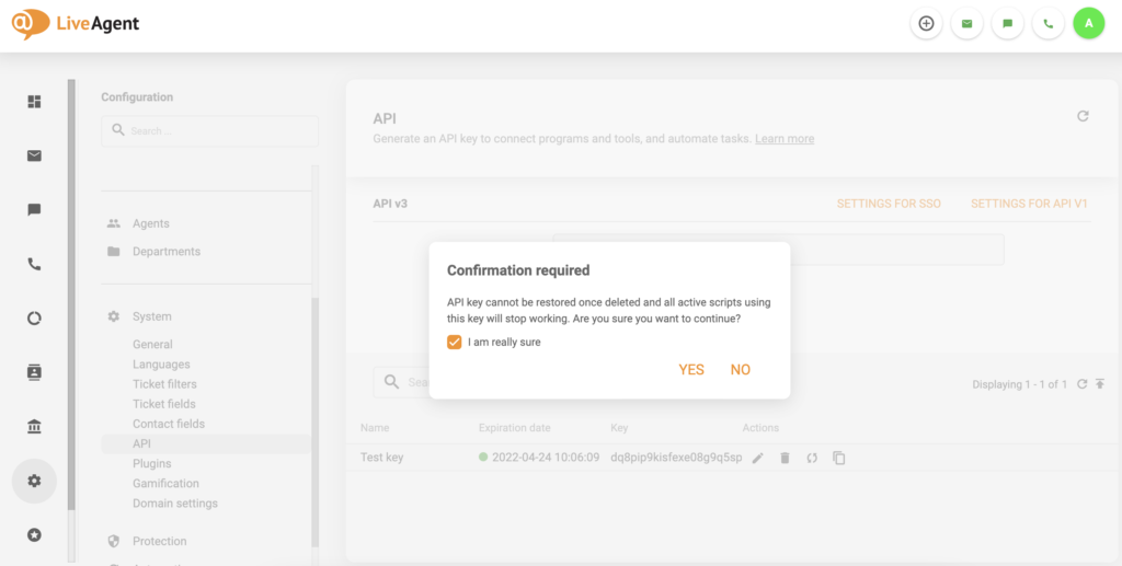 API v3 šalinimo patvirtinimas su žymimąjį langeliu