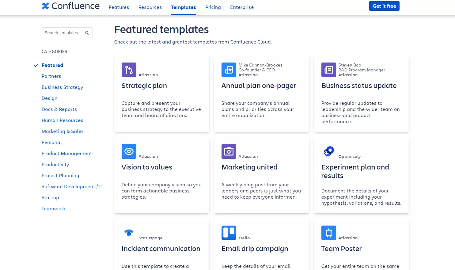 Confluence šablonai