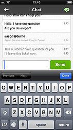 LiveAgent iOS programos sąsaja - bilietų detalės