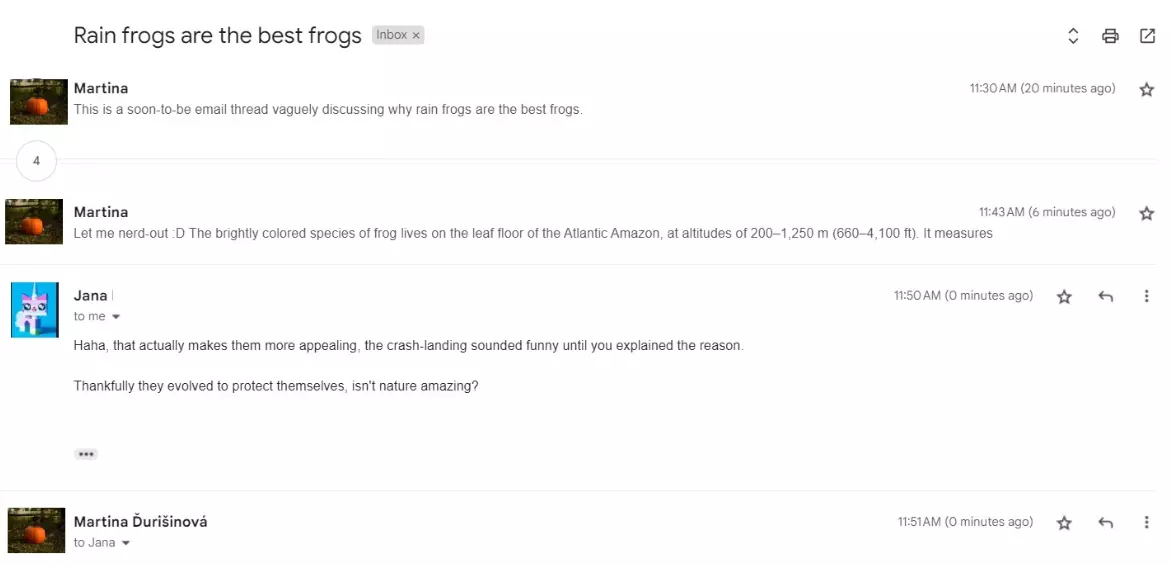 El. pašto gija, susidedanti iš kelių žinučių, aptariant tą pačią temą.