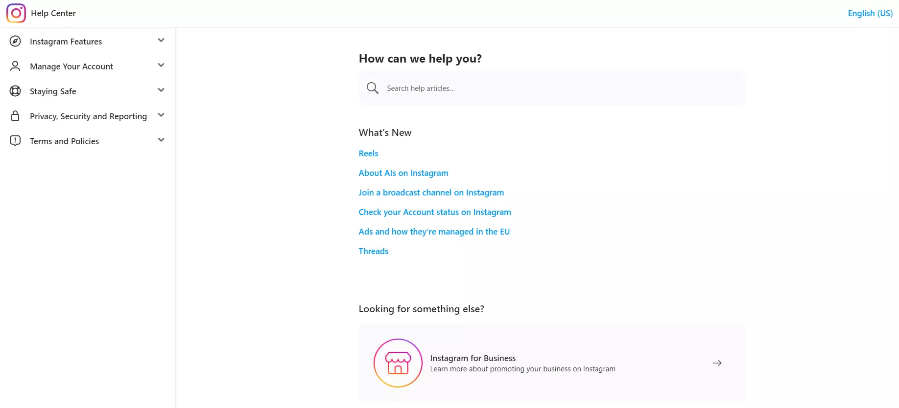 Instagram pagalbos centras