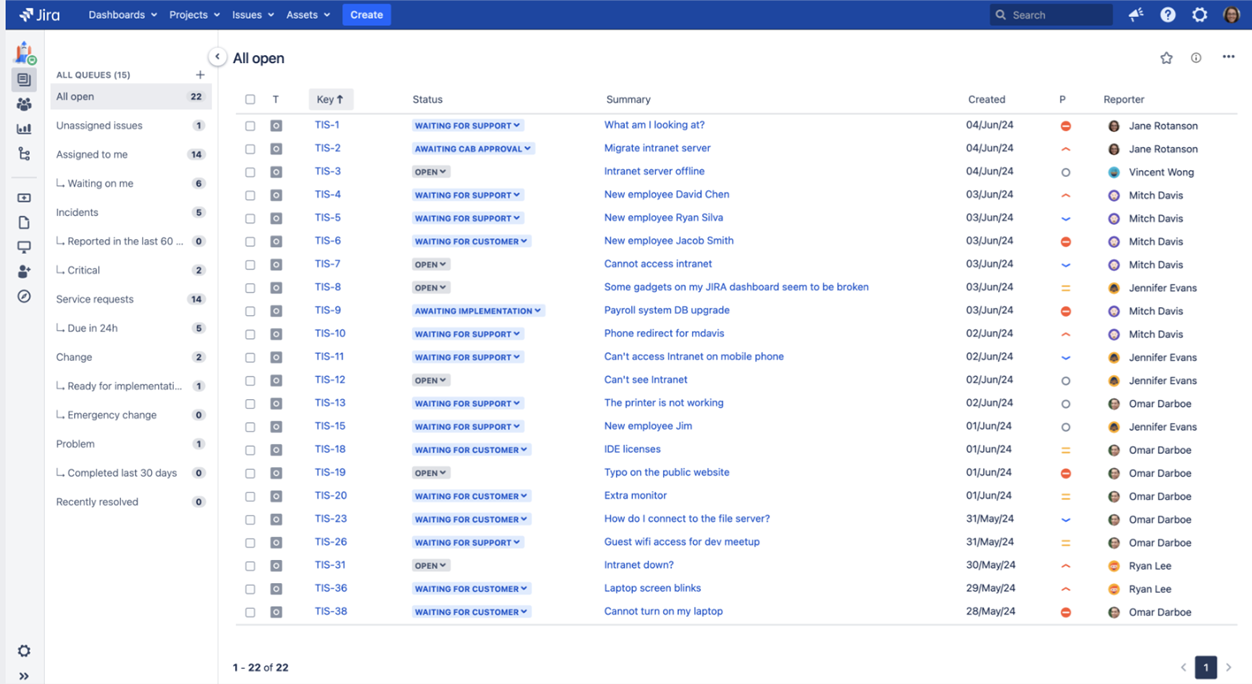 Jira Service Management nemokamas planas – bilietų eilė aptarnavimo tarnyboje