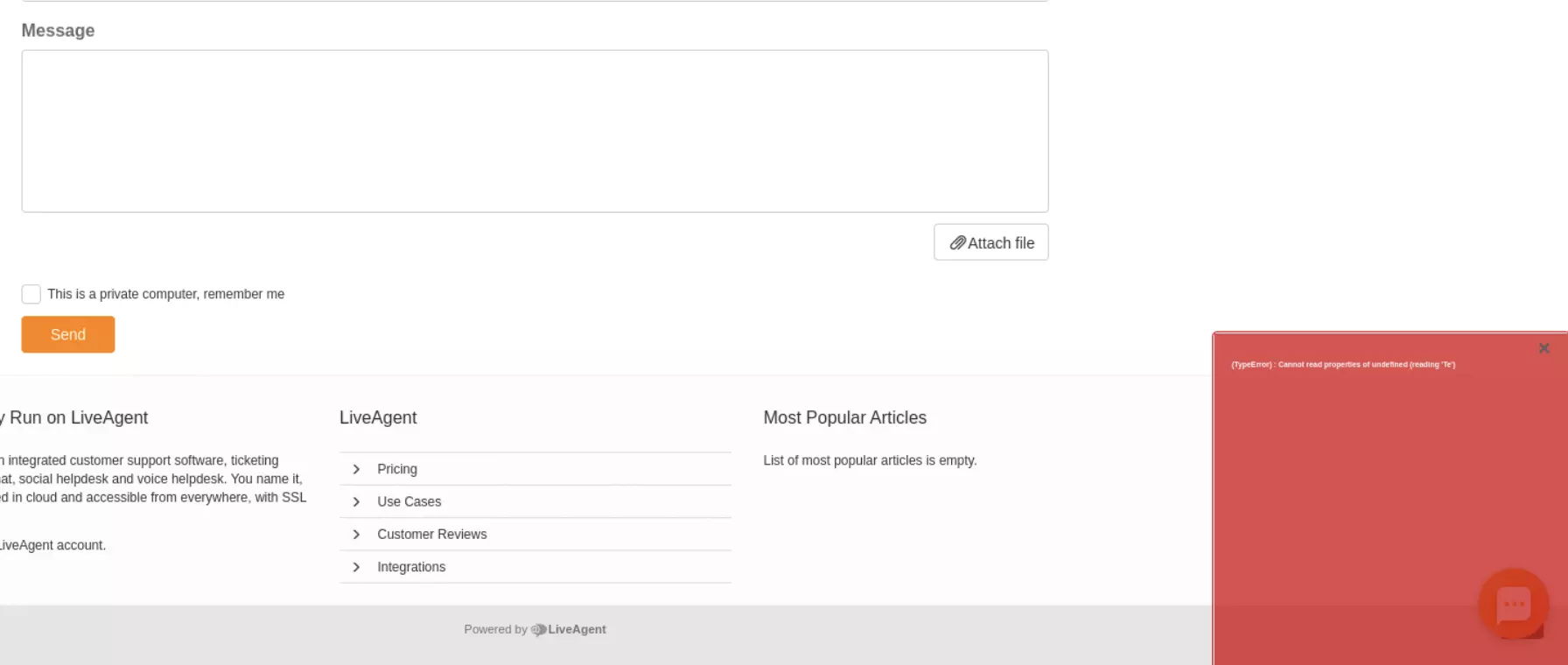 Nuotrauka, rodanti problemą su žinių bazės bilietų pateikimu ankstesnėse LiveAgent versijose