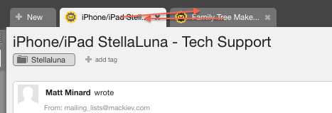 LiveAgent - Galimybė pertvarkyti bilieto skirtukus agento skydo antraštėje
