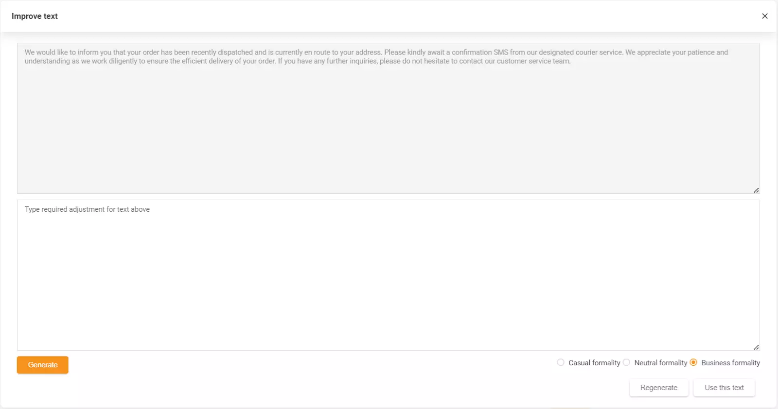 Ekrano nuotrauka, rodanti LiveAgent AI Atsakymų Asistento funkciją