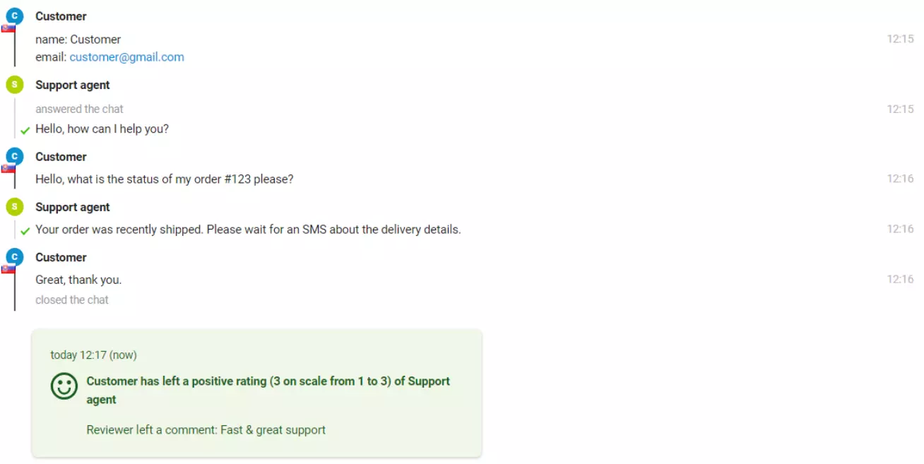 Pokalbio su klientu, kuris paliko teigiamą reitingą, vaizdas.