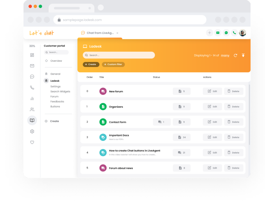 LiveAgent žinių bazės pagalbos portalas