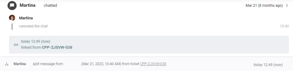 Kliento komunikacijos padalijimas į du atskirus bilietus LiveAgent