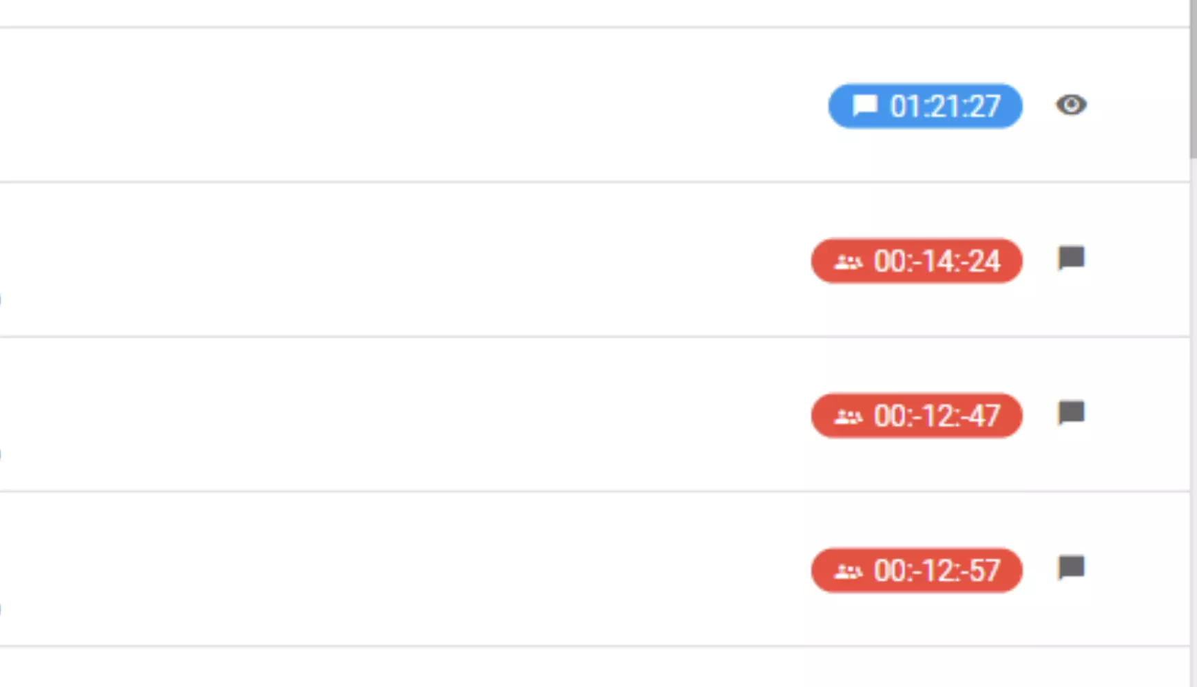 Nuotrauka, rodanti klaidą su neigiamomis laiko reikšmėmis pokalbio sesijų metu ankstesnėse LiveAgent versijose
