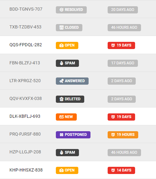 Naujos bilieto būsenos ikonos LiveAgent