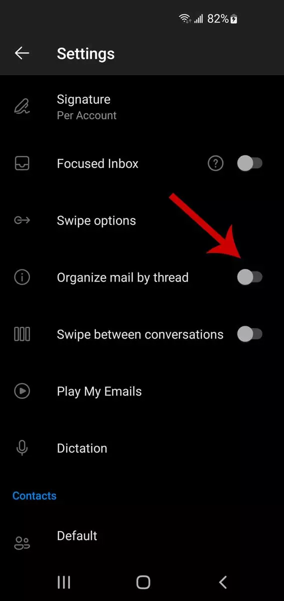 Outlook el. pašto gija mobiliuosiuose įrenginiuose, 3 žingsnis