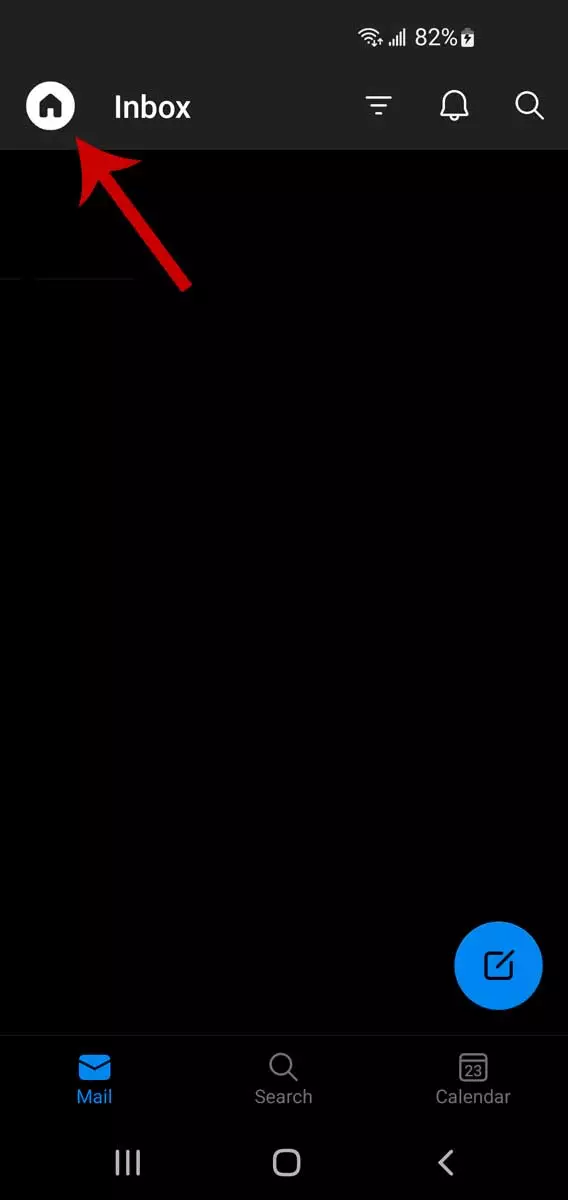 Outlook el. pašto gija mobiliuosiuose įrenginiuose, 1 žingsnis