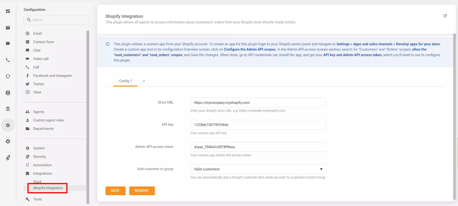 API rakto ir API prieigos žetono įdėjimas LiveAgent konfigūracijos skyriuje