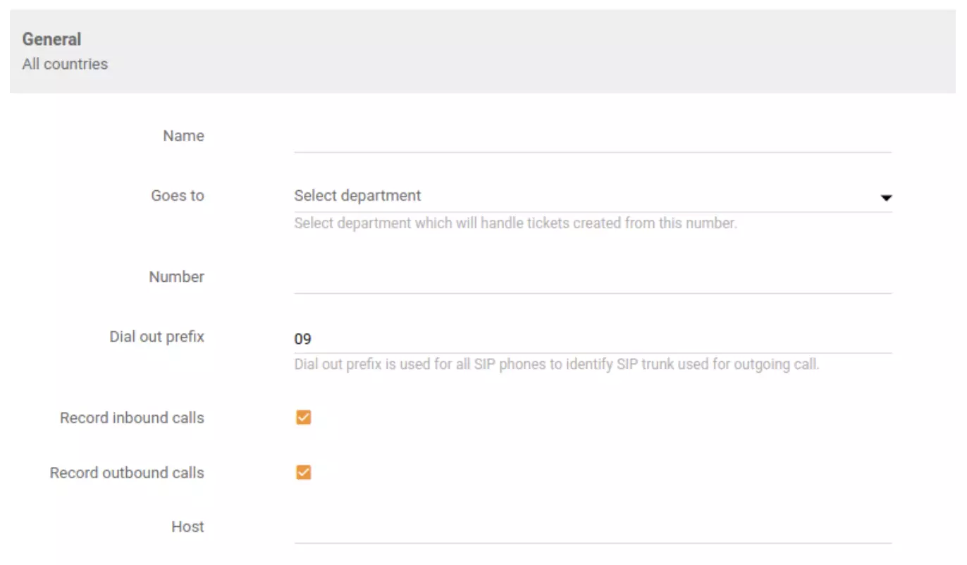 Gaunamų, siunčiamų ar kombinuotų skambučių įrašymo parinktys LiveAgent sistemoje