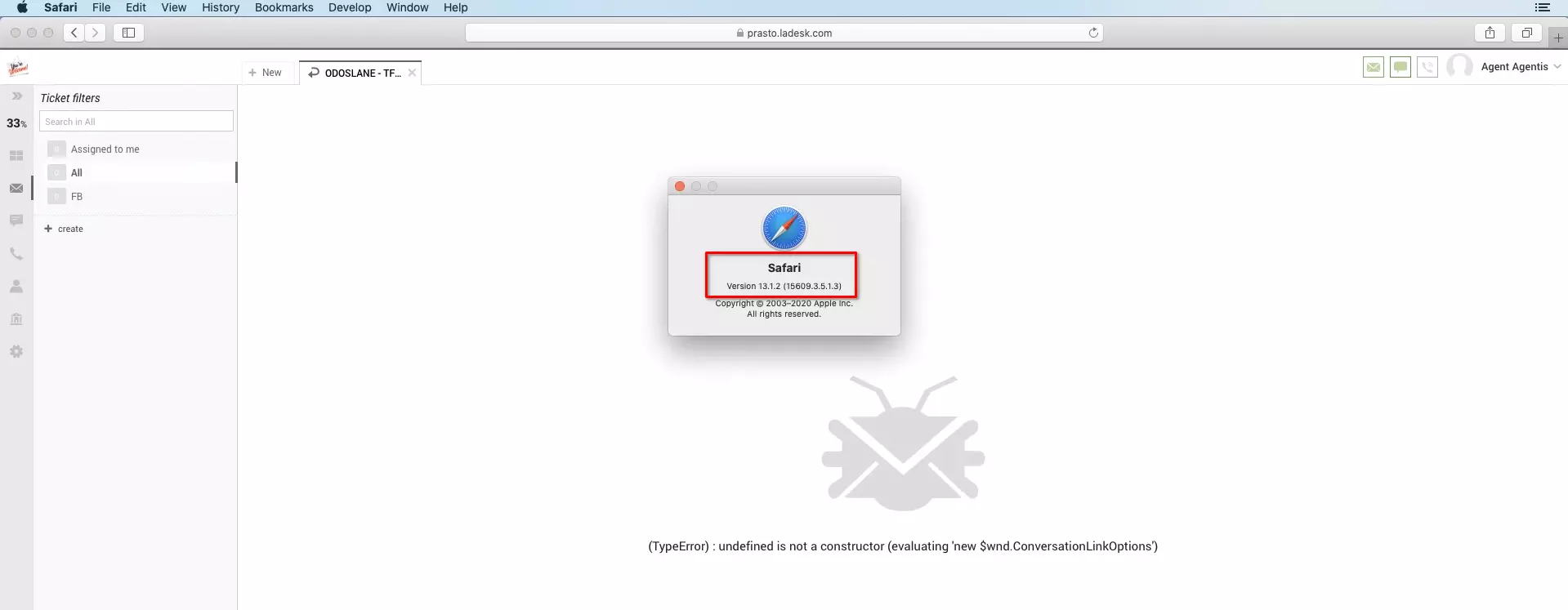 LiveAgent Safari naršyklėse po atnaujinimo
