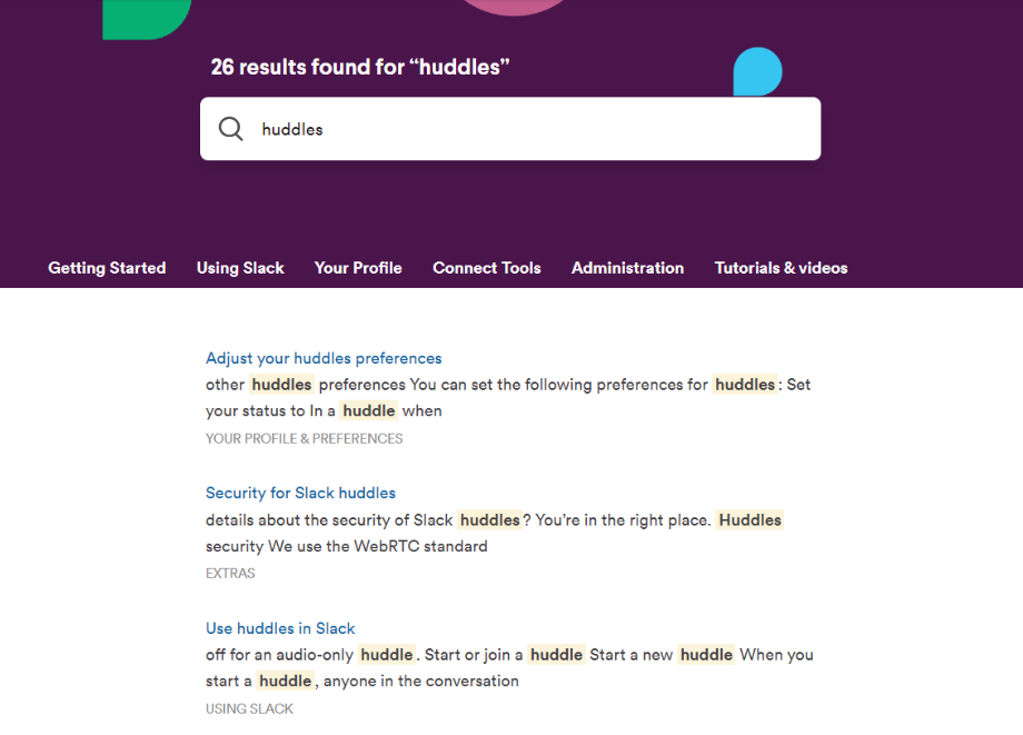 Slack paieškos funkcionalumas