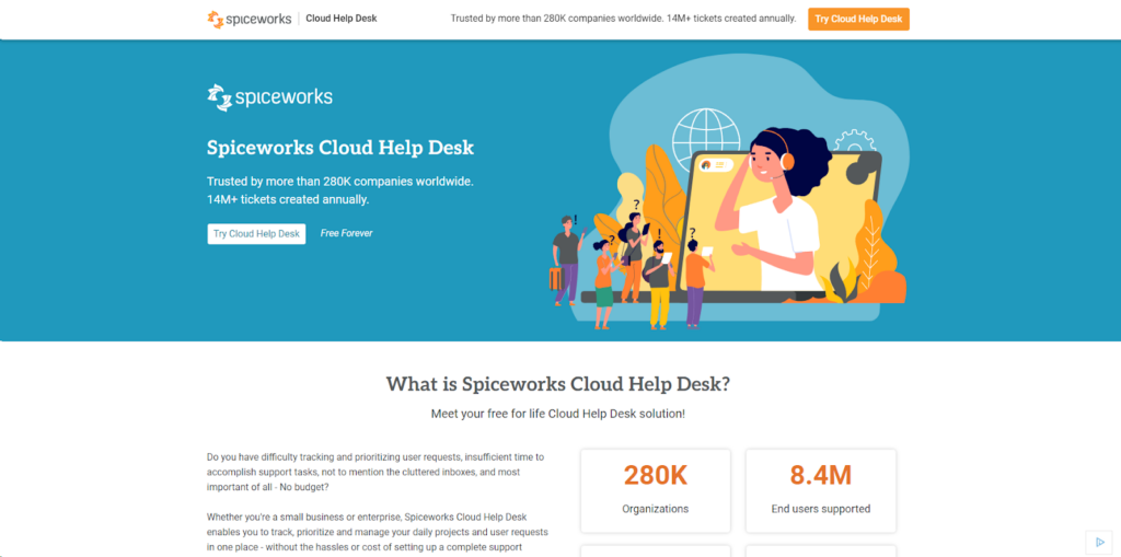 Spiceworks pradžios puslapis - įrankis jūsų IT valdymo procesų supaprastinimui