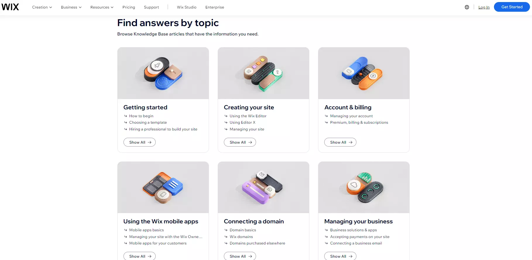 Wix žinių bazės kategorizacija