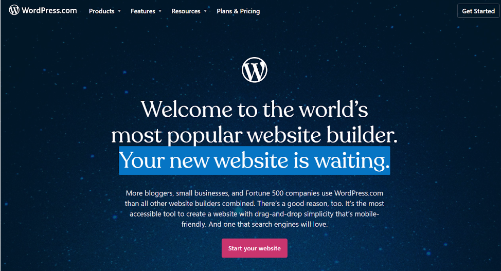 WordPress pradžios puslapis