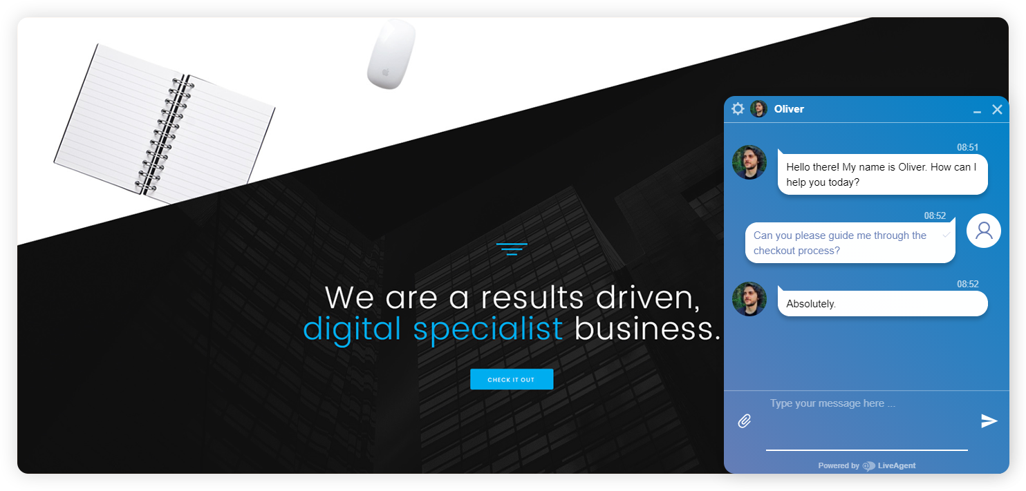 Verslo live chat pokalbio pavyzdys