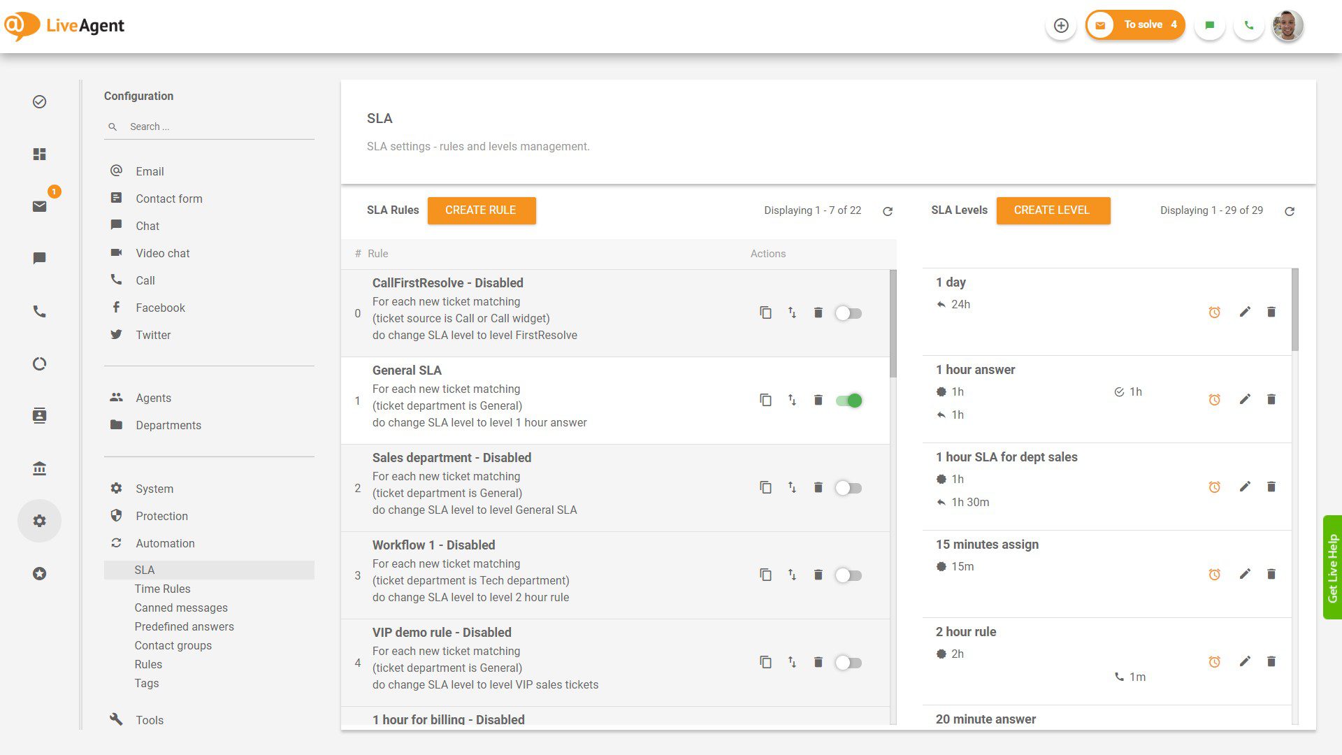 Laiko taisyklės LiveAgent
