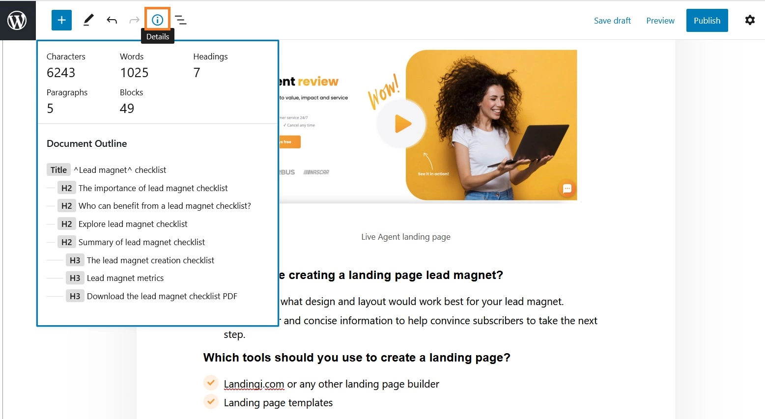 WordPress straipsnio detalės